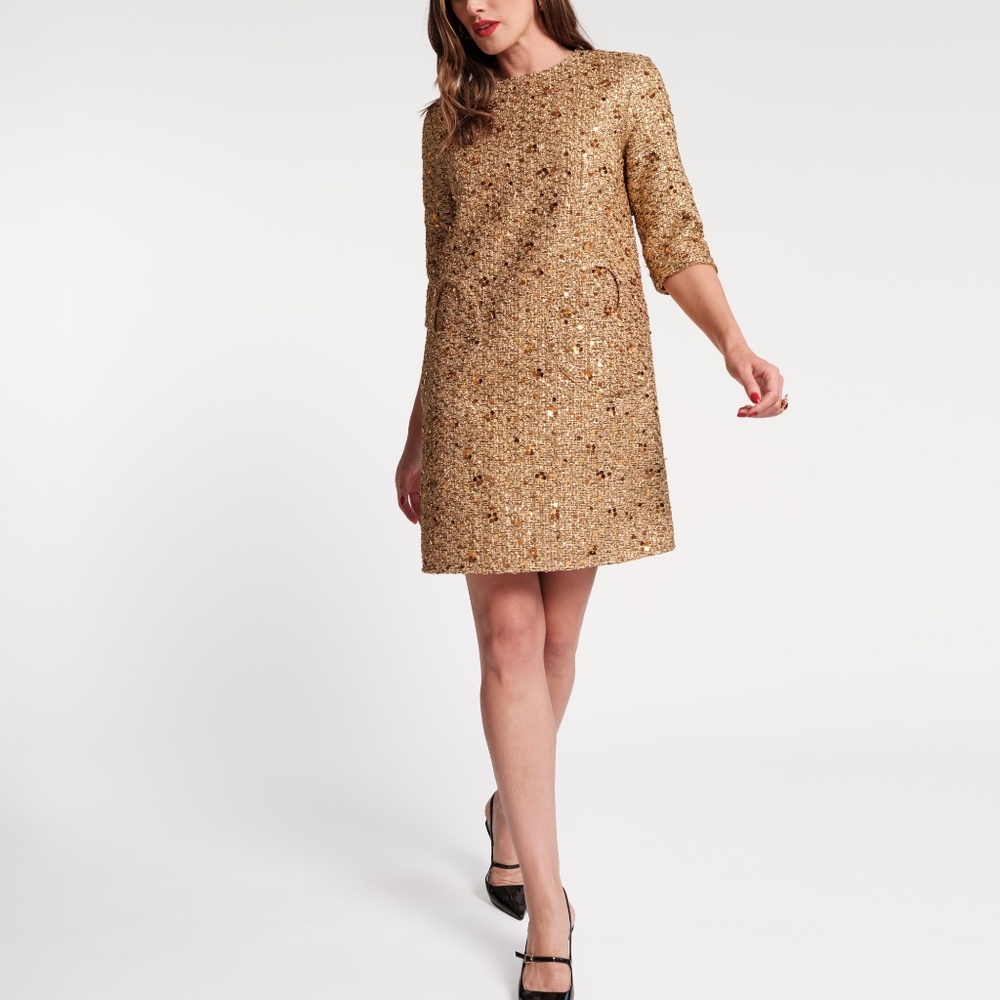 Frances Valentine new with tags Mod Gold Dress - NWT